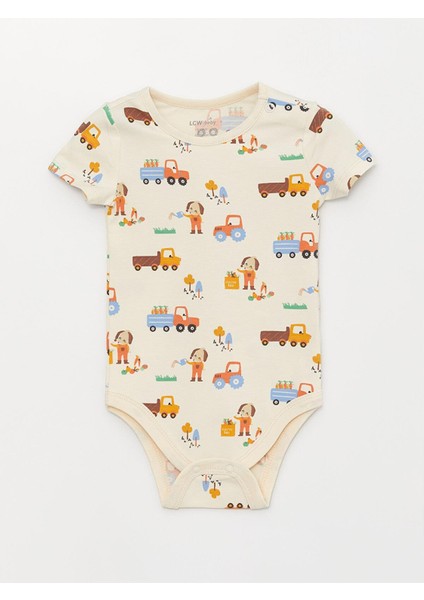 Baby Bisiklet Yaka Baskılı Erkek Bebek Çıtçıtlı Body ve Şort 2'li Takım