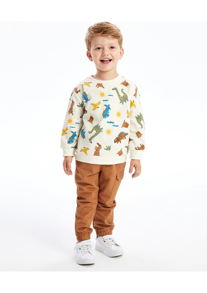 Baby Bisiklet Yaka Uzun Kollu Baskılı Erkek Bebek Sweatshirt ve Pantolon 2'li Takım fiyatları