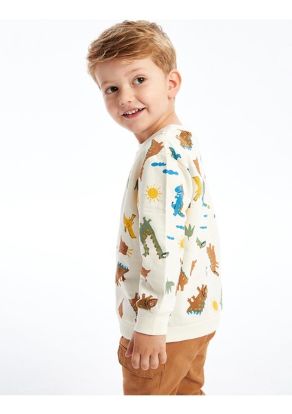 Baby Bisiklet Yaka Uzun Kollu Baskılı Erkek Bebek Sweatshirt ve Pantolon 2'li Takım modelleri