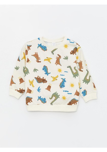 Baby Bisiklet Yaka Uzun Kollu Baskılı Erkek Bebek Sweatshirt ve Pantolon 2'li Takım indirimleri