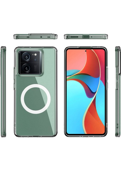 Xiaomi Mi 13T Uyumlu Kılıf Sert Pc Arka Yüzey Göz Alıcı Renkli Kenar ve Kamera Çerçevesi Tasarım Mıknatıslı Magsafe Şarj Wireless Şarj Adaptasyonu Darbe Korumalı