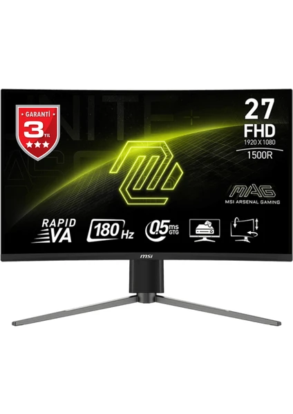 27" MAG 27C6PF 1920x1080 (FHD) 16:9 CURVE 1500R RAPID VA 180HZ 0.5MS (GTG) ADAPTIVE-SYNC GAMING MONITOR