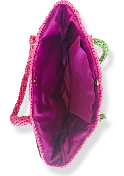 Ezobeach, Kadın Pembe Plaj Çantası, Handmade Çanta, Kadın Omuz Çantası, Günlük Çanta fiyatları