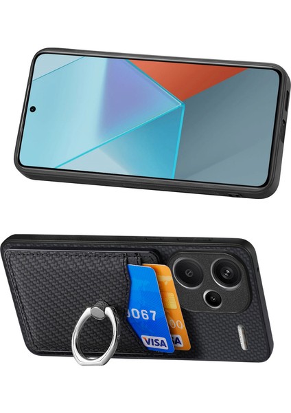 Xiaomi Redmi Note 13 Pro Artı 5g Kickstand Kılıf Karbon Fiber Pu Kart Yuvaları Telefon Kapağı (Yurt Dışından) fırsatları