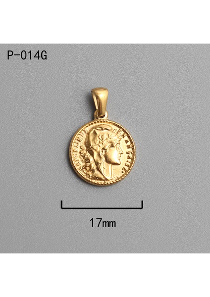 P014-G Sonnet Paslanmaz Çelik Charm Sikke Tarzı Portre Kolye Kadınlar Için Altın Renk Kolye Zincir Olmadan Kolye Takı Hediyeler (Yurt Dışından)