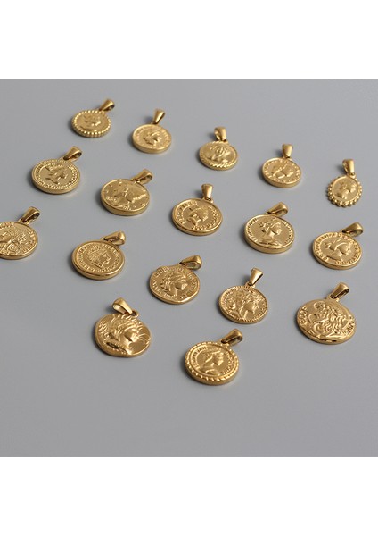 P014-G Sonnet Paslanmaz Çelik Charm Sikke Tarzı Portre Kolye Kadınlar Için Altın Renk Kolye Zincir Olmadan Kolye Takı Hediyeler (Yurt Dışından) fiyatları