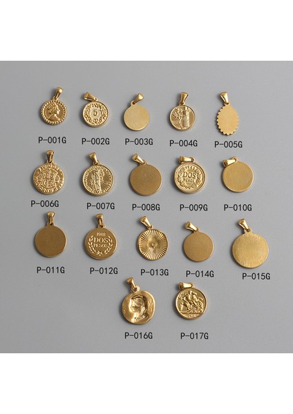P014-G Sonnet Paslanmaz Çelik Charm Sikke Tarzı Portre Kolye Kadınlar Için Altın Renk Kolye Zincir Olmadan Kolye Takı Hediyeler (Yurt Dışından) modelleri