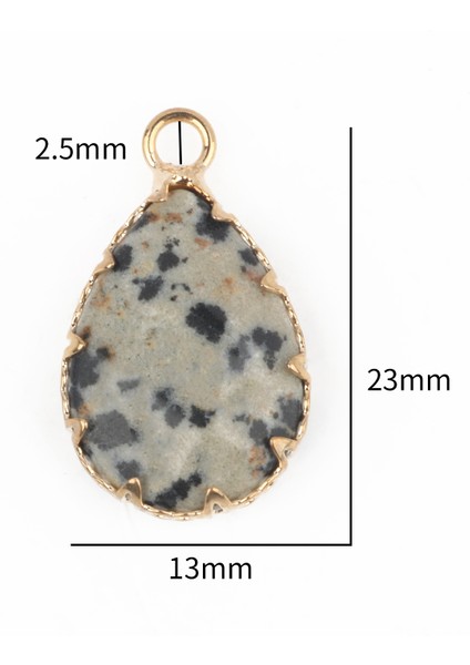 STIL11-23X13MM Doğal Dalmaçyalı Jasper Taş Charm Kadın Kolye Bağlayıcı Takı Yapımı Için Dıy El Yapımı Bilezik Kolye Küpe Malzemeleri (Yurt Dışından)