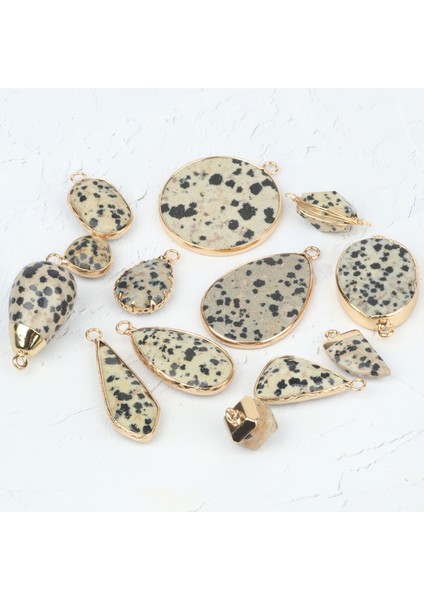 STIL11-23X13MM Doğal Dalmaçyalı Jasper Taş Charm Kadın Kolye Bağlayıcı Takı Yapımı Için Dıy El Yapımı Bilezik Kolye Küpe Malzemeleri (Yurt Dışından) fırsatları