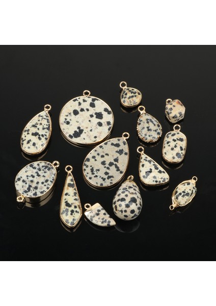 STIL11-23X13MM Doğal Dalmaçyalı Jasper Taş Charm Kadın Kolye Bağlayıcı Takı Yapımı Için Dıy El Yapımı Bilezik Kolye Küpe Malzemeleri (Yurt Dışından) indirimleri