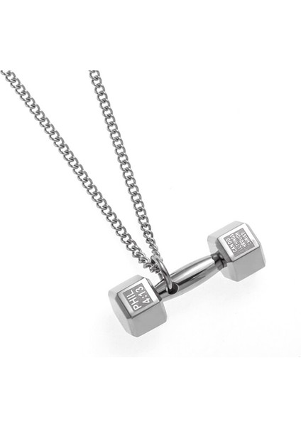 LZ0143-GÜMÜŞ Serin Titanyum Çelik Dambıl Kolye Kolye Halter Spor Kolye Erkekler ve Kadınlar Eğlence Sporları Punk Takı (Yurt Dışından)