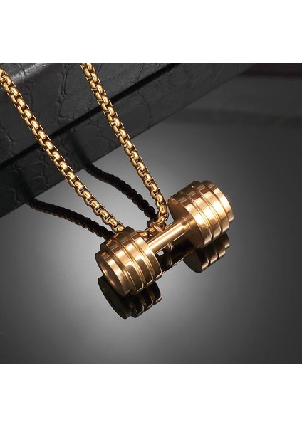 LZ0143-GÜMÜŞ Serin Titanyum Çelik Dambıl Kolye Kolye Halter Spor Kolye Erkekler ve Kadınlar Eğlence Sporları Punk Takı (Yurt Dışından) fiyatları