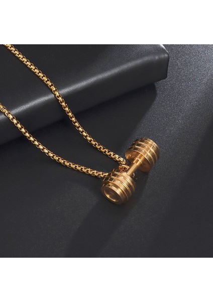 LZ0143-GÜMÜŞ Serin Titanyum Çelik Dambıl Kolye Kolye Halter Spor Kolye Erkekler ve Kadınlar Eğlence Sporları Punk Takı (Yurt Dışından) modelleri