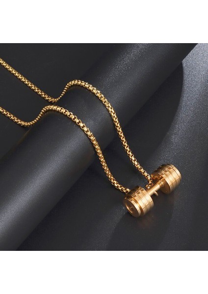 LZ0143-GÜMÜŞ Serin Titanyum Çelik Dambıl Kolye Kolye Halter Spor Kolye Erkekler ve Kadınlar Eğlence Sporları Punk Takı (Yurt Dışından) fırsatları