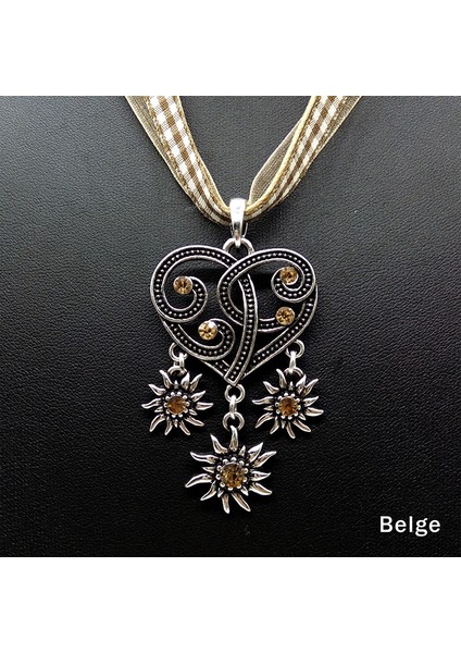 Belge Wome Için Basit Alman Edelweiss Kolye Kolye Şerit Gerdanlık Kolye Kadın Oktoberfest Charm Bildirimi Kolye (Yurt Dışından)