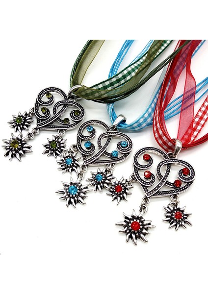 Belge Wome Için Basit Alman Edelweiss Kolye Kolye Şerit Gerdanlık Kolye Kadın Oktoberfest Charm Bildirimi Kolye (Yurt Dışından) modelleri