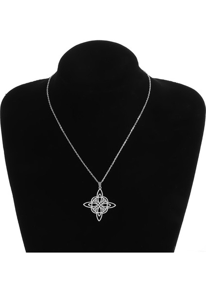 AL19005-SIYAH Kadın Cadı Düğümü Kolye Paslanmaz Çelik Irlandalı Celtic Knot Kolye Moda Charm Sihirli Takı Kızlar Için Hediyeler (Yurt Dışından) fırsatları