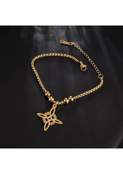 AL19572-ALTIN Kadın Cadı Düğümü Kolye Paslanmaz Çelik Irlandalı Celtic Knot Kolye Moda Charm Sihirli Takı Kızlar Için Hediyeler (Yurt Dışından)
