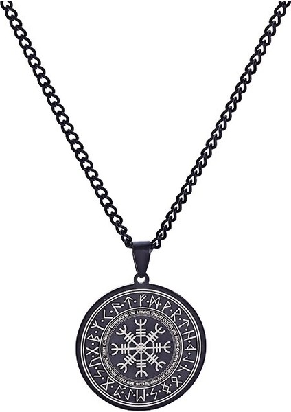 AL13002-SIYAH Yaşam Çiçeği Çakra Maneviyat Paslanmaz Çelik Kolye Başmelek Kutsal Geometri Metatron Kolye Kolye Solomon Takı (Yurt Dışından)