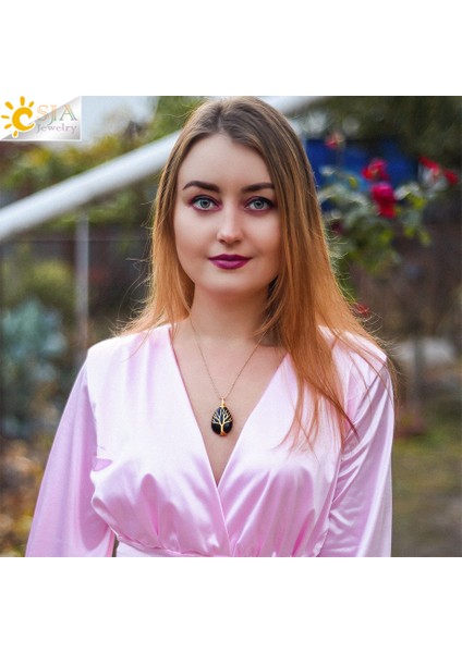 Opal Csja Doğal Taş Sarkaç Kehanet Madencilik Ezoterizm 7 Çakra Kristalleri Sarkaç Hayat Ağacı Kolye Kolye G905 (Yurt Dışından)