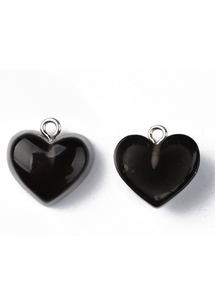 Siyah Renkli Şeffaf Reçine Kalp Kolye Takılar Takı Yapımı Için Dıy Kolye Küpe El Sanatları Aksesuarları (Yurt Dışından)