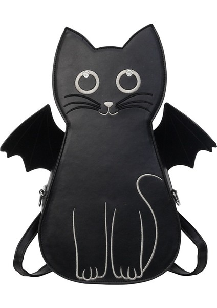 Karikatür Kedi Sırt Çantası Kız Kontrast Renk Omuz Crossbody Çanta (Yurt Dışından)