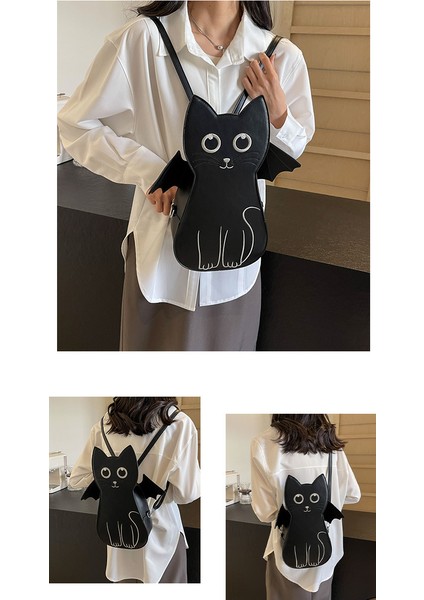 Karikatür Kedi Sırt Çantası Kız Kontrast Renk Omuz Crossbody Çanta (Yurt Dışından) modelleri