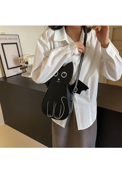 Karikatür Kedi Sırt Çantası Kız Kontrast Renk Omuz Crossbody Çanta (Yurt Dışından) fırsatları