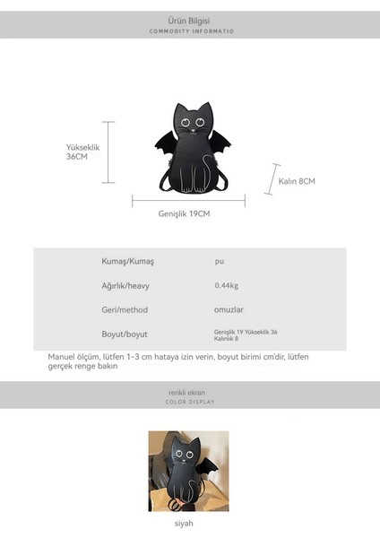 Karikatür Kedi Sırt Çantası Kız Kontrast Renk Omuz Crossbody Çanta (Yurt Dışından) indirimleri