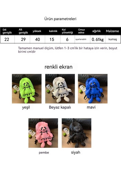 Karikatür Panda Sırt Çantası Üç Boyutlu Seyahat Okul Çantası (Yurt Dışından)