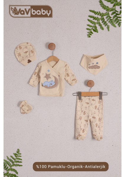 Vavbaby Organik Hastane Çıkışı 5’Li Uyuyan Ayı - Mavi