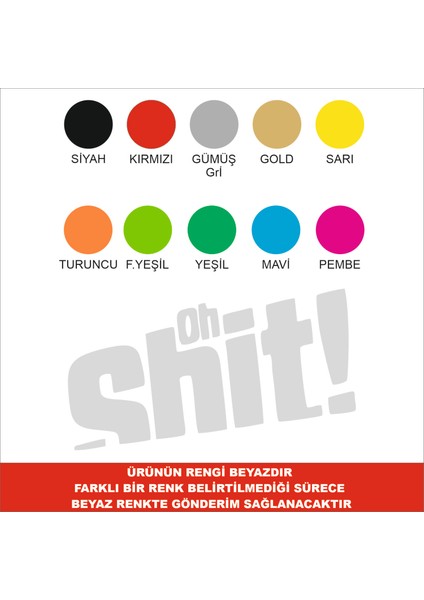 Oh Shit Araç Sticker 20X11CM