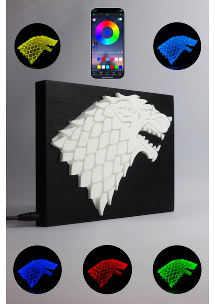 Game Of Thrones - Rgb Led Işıklı 3 Boyutlu Tabela - 20 cm   x  15 cm   x  2 cm  (Bluetooth Kontrollü)