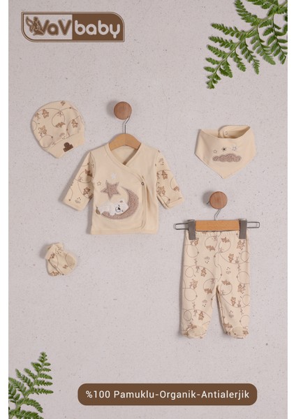 Vavbaby Organik Hastane Çıkışı 5’Li Uyuyan Ayı- Ekru