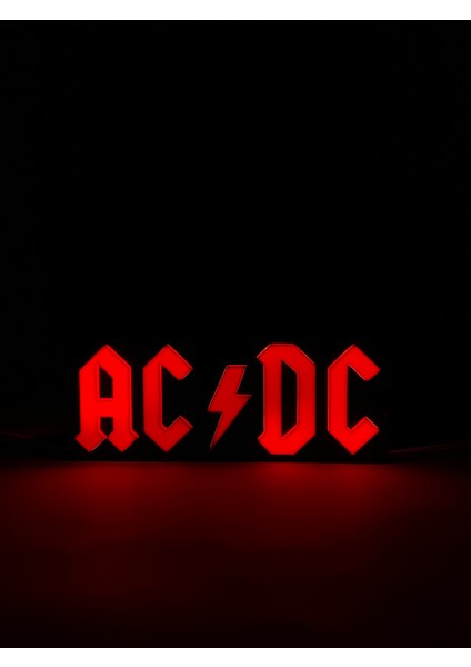 Ac/Dc - Rgb Led Işıklı 3 Boyutlu Tabela - 20 cm x 8 cm x 2 cm (Bluetooth Kontrollü)