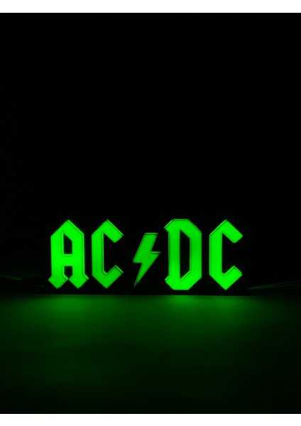 Ac/Dc - Rgb Led Işıklı 3 Boyutlu Tabela - 20 cm x 8 cm x 2 cm (Bluetooth Kontrollü)