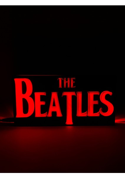 The Beatles - Rgb Led Işıklı 3 Boyutlu Tabela - 20 cm   x  10 cm   x  2 cm  (Bluetooth Kontrollü)