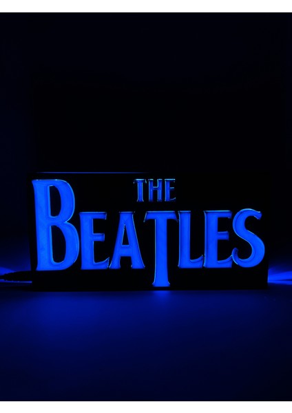 The Beatles - Rgb Led Işıklı 3 Boyutlu Tabela - 20 cm   x  10 cm   x  2 cm  (Bluetooth Kontrollü)