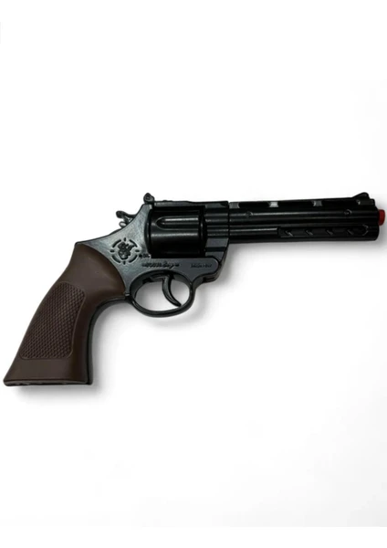 Mantar Kapsüllü Sekiz Patlar Metal Oyuncak Silah 25 cm Kovboy Revolver Orijinal Diecast Tabanca