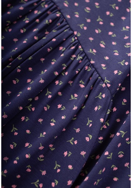 Desenli Mevsimlik Elbise 1-7 Yaş Lacivert modelleri