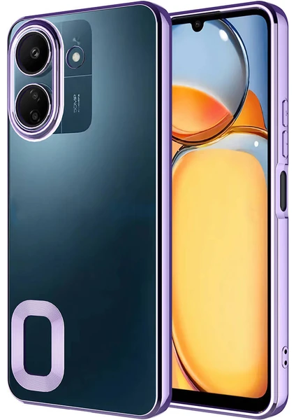 Xiaomi Poco C65 Uyumlu Ekran Koruyucu + Kılıf Kamera Lens Korumalı Logo Gösteren Kenarları Renkli Arkası Şeffaf Sararmaz Kılıf