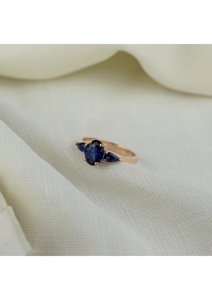 Oval ve Damla Taşlı Pırlanta Modeli 925 Ayar Minimal Rose Gümüş Yüzük fiyatları