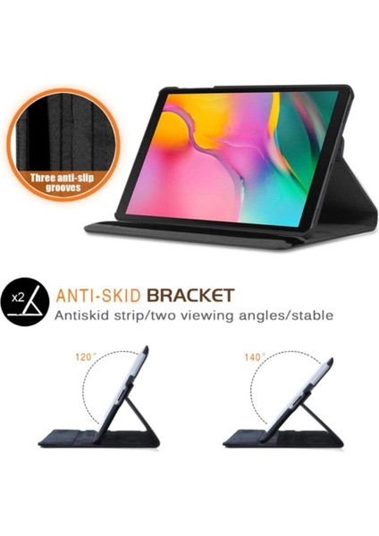 Samsung Galaxy T720 Tab S5E Uyumlu Kılıf Mikrofiber Astarlı Suni Deri 360 Derece Dönebilen Standlı Tablet Kılıfı