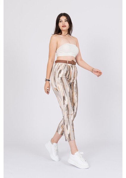 Kemerli Kot Gabardin Kumaş Desenli Trend Pantolon indirimleri