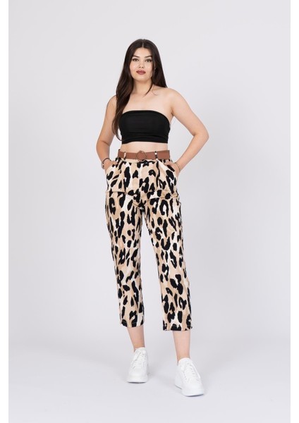 Kemerli Kot Gabardin Kumaş Desenli Trend Pantolon fırsatları