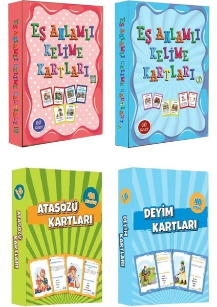 Atasözü ve Deyim Kartları - Eş Anlamlı Kelime Kartları 4'lü Set