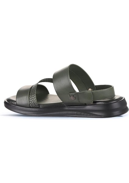 Haki Deri Erkek Sandalet 25MS2236 fırsatları