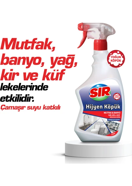 Sır Hijyen Köpük Mutfak & Banyo Çamaşır Suyu Katkılı 750 ml