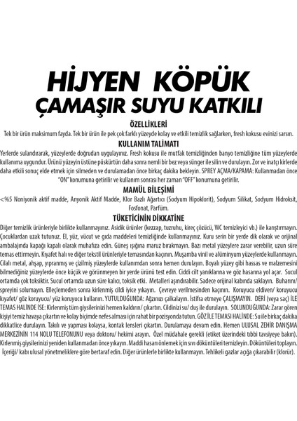 Sır Hijyen Köpük Mutfak & Banyo Çamaşır Suyu Katkılı 750 ml