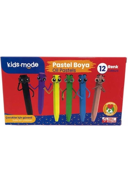 Kidsmode Yağlı Pastel Boya Altıgen 12 Renk